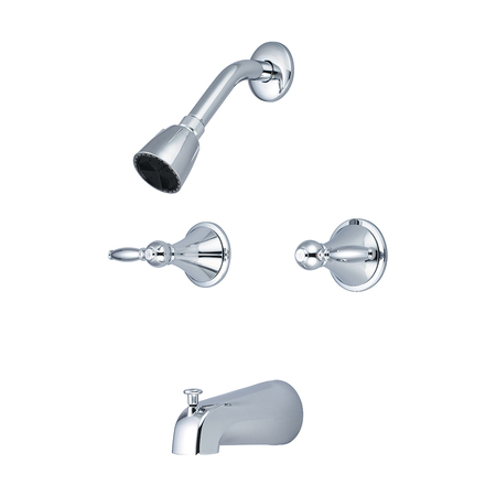 CENTRAL BRASS Two Handle Tub and Shower Set, Polished Chrome, Wall 80897-L3